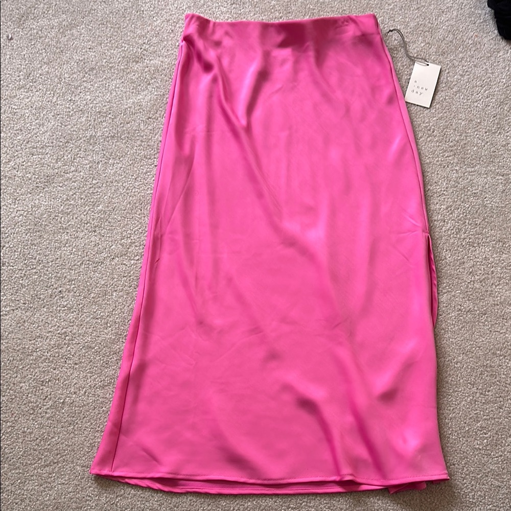 A New Day Pink Midi Slip Skirt with Slit